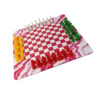 Generic Jeu D'échecs pour Quatre Joueurs, Jeu de société Portable de 35 Cm avec 64 Pièces et Tapis en Caoutchouc pour Les Activités à la Maison et à L'école (Transparent, Rouge, Jaune, Vert, Blanc)