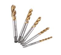 Generic Jeu D'outils de Taraudage à Filetage cannelé en Spirale HSS, 5 Pièces M3 M4 M5 M6 M8, Revêtement Titan pour les Projets de Bricolage et les Réparations