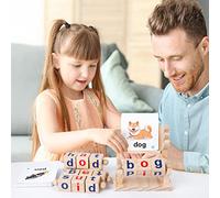 Generic Jeux D'orthographe pour bébé, Blocs de Lettres en Bois, Cartes Flash, Puzzle Assorti, Jouets d'apprentissage, Choix de Cadeau Parfait pour Garçons et Filles (Generic9x3eq5h7t4-10342465)