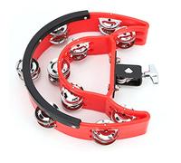 Generic Jingles Métalliques à Double Rangée, Tambourin Demi-lune Abs pour Ktv pour de Fête (rouge)