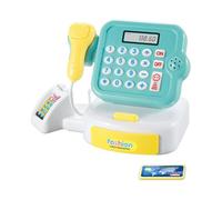 Generic Jouet de Caisse Enregistreuse Mignon avec Son et Lumières pour Enfants, supermarché, épicerie, Ensemble de Jeu, Idéal pour Faire Semblant de Caissier pour Les Tout-Petits, en Plastique Bleu,