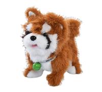 Generic Jouet pour Chien électrique Qui Marche, Animal de Compagnie électronique Interactif avec 12 Chansons, Jeu D'imitation, Peluche Musicale Mignonne P, Brun