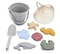 Generic Jouets de Plage Seau Sable Silicone Moules Animaux Marins Sac Filet Lavable Avantages Portable Sécuritaire pour Enfants Jeux Activités Plein Air, Gris