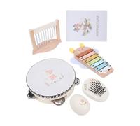 Generic Jouets Rythmiques en Bois Montessori pour Enfants, Kit D'instruments de Percussion éducatifs, Tambourin en Bois, Xylophone, Carillon à Vent pour Enfants, Ensemble D'apprentissage de la Musique