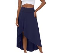 Generic Jupe à fleurs pour femme, couleur unie, taille haute et basse, volants deux en 1, séchage rapide, décontracté, drapé irrégulier, jupe mi-longue, taille 40, BU1., 48