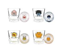 Generic Kakao Ryan Signature SOJU Lot de 4 verres à shot à l'alcool soju coréen Apeach Neo Muzi, MTMS_KKO_SJ01