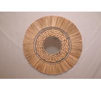 Generic KAM HOME Miroir mural rond en bambou pour chambre à coucher, salle de bain, salon, bureau, pendaison de crémaillère - Cadeau de pendaison de crémaillère 512, marron