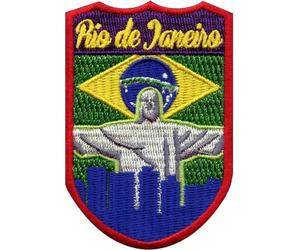 Generic KarmaA441 Écusson brodé Bouclier Rio de Janeiro (7,6 cm) Écusson thermocollant Voyage Brésil Souvenir Christ Rédempteur Emblème Cadeau Patchs Grand