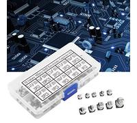 Generic Kit D'assortiment de Condensateurs, Mallette de Rangement Transparente, Kit de Condensateur de Carte Mère D'Ordinateur pour PC, Ordinateur Portable 165 Pièces 0,47UF-470UF 16V