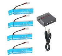 Generic Kit de Batterie D'hélicoptère RC, Batteries Lithium-ION Légères et Durables pour V977 XK K110 Bleu 3.7V 520mah 4 Pièces