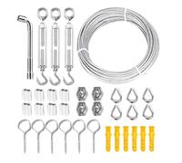 Generic Kit de câble métallique robuste de 3 mm, 2 rouleaux de 20 m en acier inoxydable revêtu de PVC avec tendeur et boucle à sertir pour intérieur/extérieur