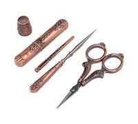 Generic Kit de Ciseaux à Broder Vintage élégant en Acier Inoxydable pour les Amateurs de Couture et de Broderie Rouge Style Rétro Européen Antique Ensemble D'outils de Couture pour Débutants, Usage