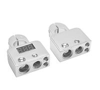 Generic Kit de Connecteurs de Bornes de Batterie de Voiture avec Affichage de Voltmètre Numérique pour Véhicules 12-48V, Construction en Alliage D'aluminium Durable (B (argent))