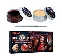 Generic Kit de Faux Gel de Sang de Cire de Cicatrice D'Halloween, Ensemble de Maquillage D'Halloween Tout-en-un pour des Effets Terrifiants, adapté aux Poissons D'avril et aux Festivals