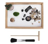 Generic Kit de Jardin de Sable Zen Japonais, Mini Décoration de Table de Méditation Créative pour Le Bureau à Domicile, Résine + Plastique + Planche de Bambou + Bois, 11 X 7,5 X 1, Convient pour la