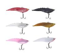 Generic Kit de Leurres de Pêche en Plastique Souple Précieux pour Scène d'eau Douce et Salée, Ensemble de 6 Pièces en Forme de Crevette à Paillettes Lumineuses