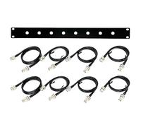 Generic Kit de montage d'antenne de 48,3 cm - Panneau avant 1U - 8 ports avec 8 câbles BNC de 1 mètre - Pour récepteurs de microphone sans fil Shure Sennheiser AKG Audio Technica