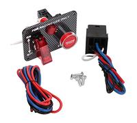 Generic Kit de Panneau de Commutateur D'allumage de Style Course en Fiber de Carbone 12V 40A, Matériau en Alliage D'aluminium, Facile à Utiliser pour Bateau et Camion