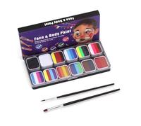 Generic Kit de Peinture pour le Visage et le Corps avec Pinceaux, Formule Douce pour la Peau Activée par L'eau, Revêtement Rapide, Retrait Simple, Teinte Vive à Base D'eau (2 autres)