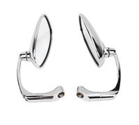 Generic Kit de Rétroviseurs de Moto Chromés, Forme Ovale Rétro, Vue Latérale Arrière pour Motos, 2 Pièces