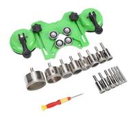 Generic Kit de Scie Cloche Diamantée, Gabarit de Guidage de Précision à Double Ventouse pour le Perçage du Verre Céramique, 15 Embouts Secs et Humides, Rénovations Artisanales de Salle de Bains