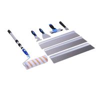 Generic Kit D'outils de Ciment Auto-nivelant, Grattoir de 20Pouces, Truelle de 4 Pouces, Truelle de 6,5 Pouces, Brosse à Rouleau de 9Pouces avec Poteau D'extension et Sac de Rangement,
