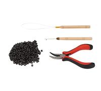 Generic Kit D'outils D'extension de Cheveux, Ensemble de 4 Pinces de Coiffure Professionnelles pour Bricolage D'extensions de Cheveux à la Maison, avec Anneaux en Silicone Durables (4# 1000 anneaux