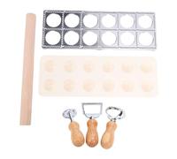 Generic Kit Outils Pâtes Fraîches Professionnel Accessoires Cuisine Ravioli,12 Trou Cutter Pâtes Rouleau à Pâtes en Bois pour Cuisine Maison