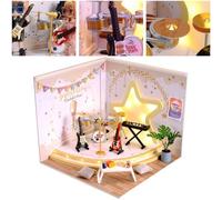 Generic Kits de Maison de Poupée Miniatures à Faire Soi-même, Jouet Modèle en Bois, Cadeau D'assemblage de Collection au Design Unique pour Adultes, Taille 5,3 X 5,3 X,9 Pouces