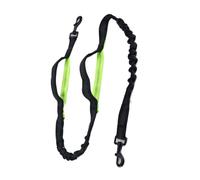 Generic Laisse élastique Mains Libres Réglable pour Chien avec Sac Banane pour Course et Jogging - Nylon Durable 1 unité (Noir + Vert)