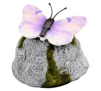 Generic Lampe solaire d'extérieur en forme de papillon avec base en fausse | 1 lampe de jardin LED à énergie solaire en forme de papillon avec base en fausse pierre, 2 bases en résine effet mousse