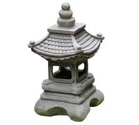 Generic - Lanterne de pagode asiatique - Lanterne solaire en pierre - Lumières décoratives de jardin - Gris ambre