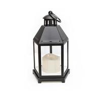 Generic Lanterne décorative à LED, construction en plastique noir et verre, 22,9 x 7,6 cm, bougie sans flamme, lampe suspendue d'intérieur et d'extérieur