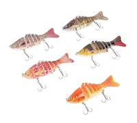 Generic Larres de Pêche Multi-articulations de 5pcs, 7 Segments Swimbait Swimbait Bas de Pêche Durs Bas d'eau avec Boîte de Rangement pour l'eau Douce et l'eau Salée