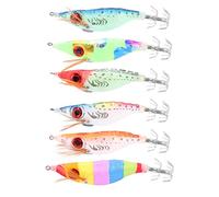 Generic Leurre Artificiel pour la Pêche aux Crevettes, Ensemble de 6 Pièces avec Crochets Durables pour Attraper Les Poulpes et Les Seiches, fabriqué en Bois de Haute qualité