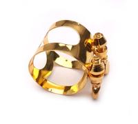 Generic Ligature de Saxophone Alto Accessoire Flexible Double Filetage en Métal Doré Fixation Solide pour Bec et Embouchure pour Saxophone en Bémol