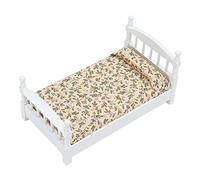 Generic Lit de Maison de Poupée en Bois, Ensemble de Lit Complet en Bois de Bouleau avec Matelas et Oreiller, Meubles de Chambre Miniatures Solides et Durables, 16x8x8.8cm