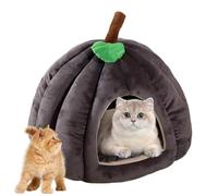 Generic Lit en forme de citrouille pour chat - Tente en forme de citrouille avec coussin amovible, convient pour les chiens ou les chats de petite race (gris, L)