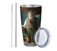 Generic Lot de 1 gobelet en forme de champignon amusant pour vêtements, plantes, arbre, forêt, forêt, vert, rouge, acier inoxydable, incassable, pour voyage, piscine, extérieur, 591 ml