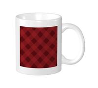 Generic Lot de 1 tasse à carreaux diagonaux géométriques artistiques rayés rouge foncé en céramique réutilisable pour appartement, salon, boissons chaudes, 325 ml