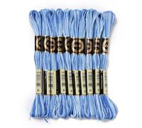 Generic Lot de 10 écheveaux de fil à broder Dodger Blue 0,5 mm 6 fils Polyester pour point de croix Segment teint en dégradé pour loisirs créatifs couture à la main tricot loisirs créatifs fabrication