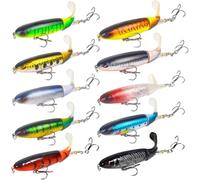 generic Lot de 10 leurres de pêche pour bar avec queue rotative flottante et hameçons triples en eau salée et eau douce