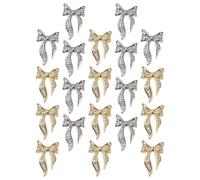 Generic Lot de 100 Clous d'Ongles Autocollants Nœud 3D Strass Nail Art en Métal Doré et Argenté Décorations Accessoires Ongles pour Manucure DIY et Embellissement Professionnel