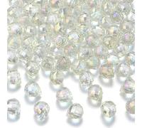 Generic - Lot de 100 perles en verre blanc floral en forme de larme - Perles facettées plaquées couleur AB - Prismes étincelants percés en haut - Charms pendants pour chandelier - Pour boucles