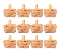 Generic Lot de 12 Paniers Présents Vides à Garnir en Bois Tressé la Main avec Anses, Mini Paniers Tressés pour Décoration et Pique-niques