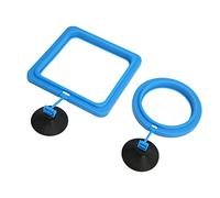 Generic Lot de 2 Anneaux d'alimentation Ronds en Forme de Quadrate pour Poissons, Ventouse, Tige Rotative, Cercle d'alimentation Flottant pour Flocons, Granulés, Aquarium, Toutes Formes