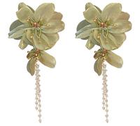 Generic Lot de 2 boucles d'oreilles bohème en forme de fleur pour femme, motif tropical audacieux en cristal et pétales de dentelle, parfaites pour les célébrations