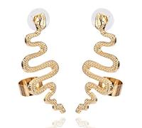 Generic Lot de 2 boucles d'oreilles serpent, serpent, en forme de serpent, boucles d'oreilles, gothique, femme, boucles d'oreilles, cadeau en alliage pour femmes, filles, or