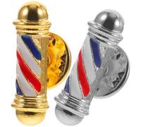Generic Lot de 2 Broches en Alliage Créatives pour Salon de Coiffure, Épingles de Sûreté de Poteau de Barbier, Couleur Or et Argenté, Accessoires de Mode Féminins pour Vêtements et Pulls