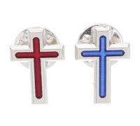 Generic Lot de 2 Broches Religieuses Croix en Métal Épingles Chrétiennes pour Vêtements de Revers Homme Accessoires de Cérémonie Communion et Fête Insignes Élégants et Solide